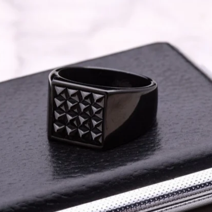 Black Square Mens Ring