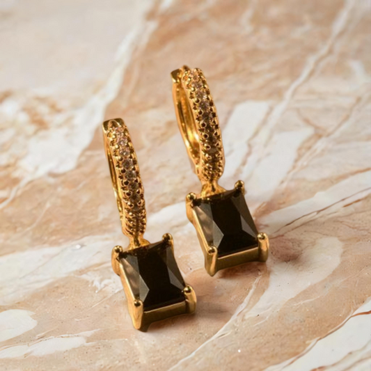 Emerald Bloom Black Earring