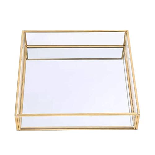 Rosegold Electroplating Square Glass Mirror Tray
