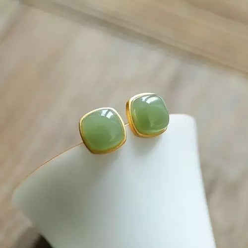 Natural Green Studs Earrings